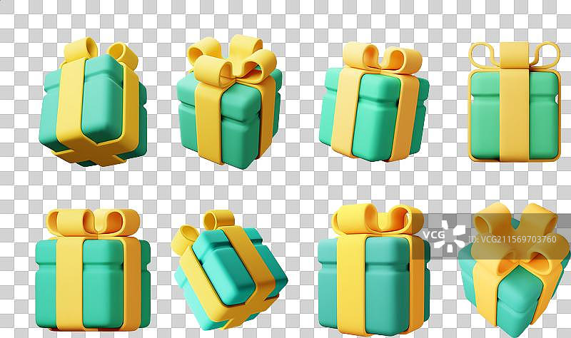 孤立的3D礼品盒套装图片素材