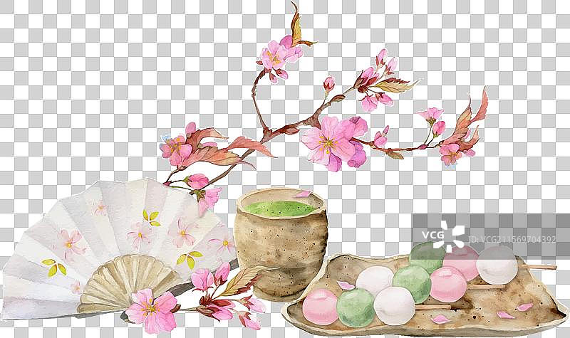 水彩手绘传统日本甜点图片素材