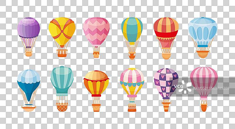 卡通热气球旅行，气球飞行图片素材