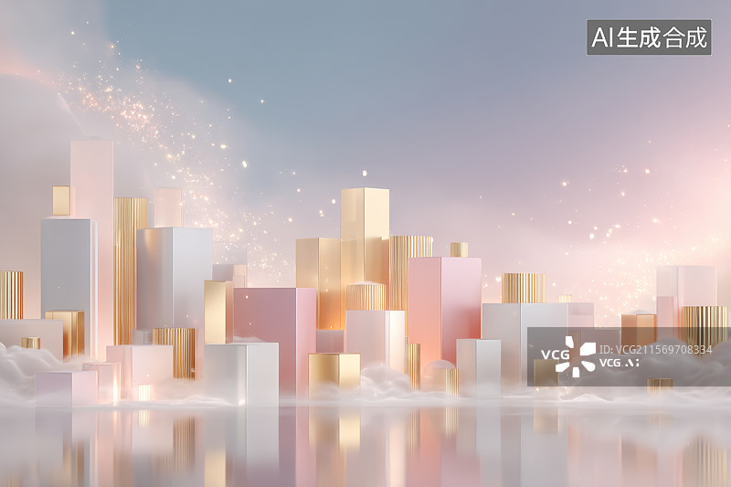 【AI数字艺术】背景，城市促销电商场景，3D风格图片素材