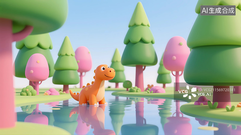 【AI数字艺术】儿童节恐龙乐园卡通插画图片素材