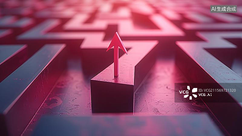 【AI数字艺术】迷宫中的上升箭头图片素材