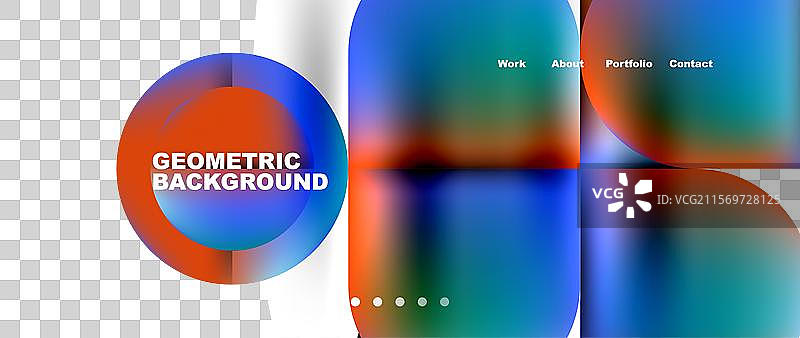 几何抽象玻璃效果，带有圆形和图片素材