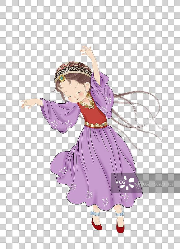 跳舞的藏族小女孩元素图片素材