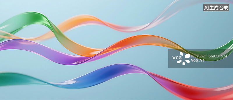 【AI数字艺术】彩色丝带飘逸背景图图片素材
