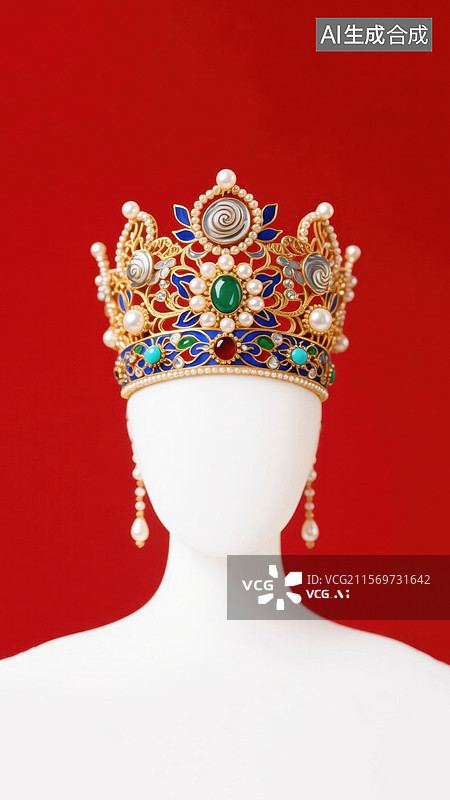【AI数字艺术】中国风珠宝头饰图片素材