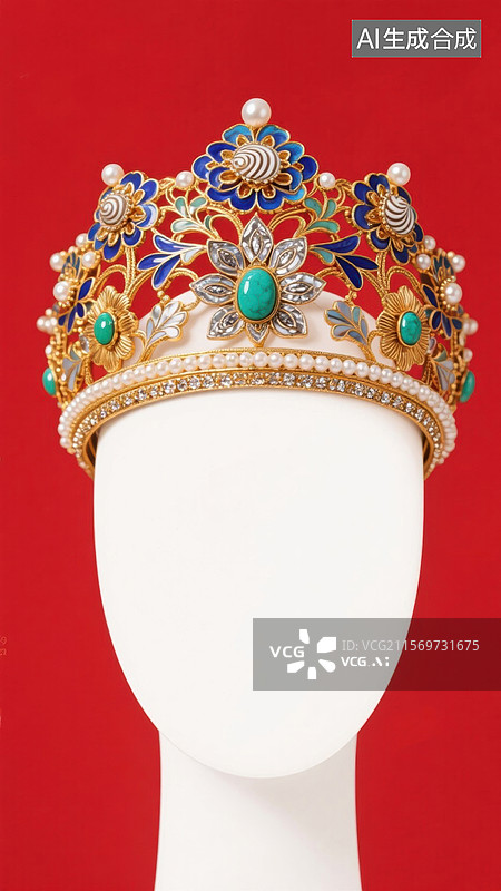 【AI数字艺术】中国风珠宝头饰图片素材