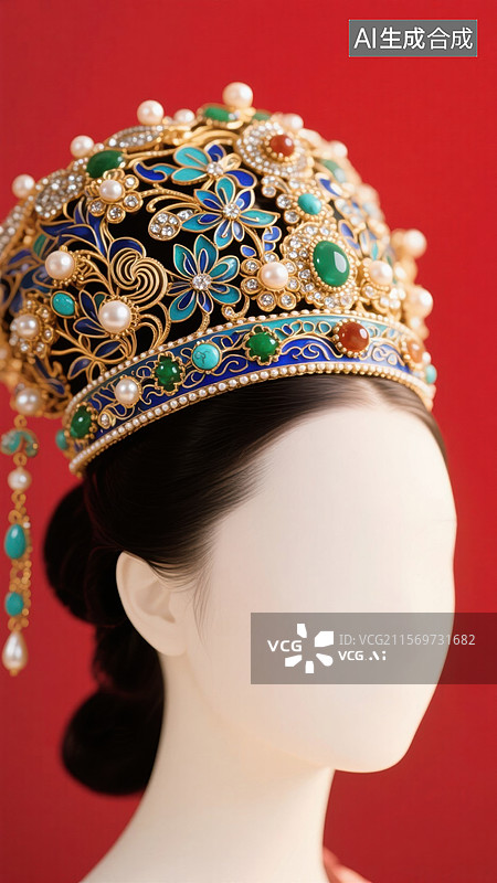 【AI数字艺术】中国风珠宝头饰图片素材