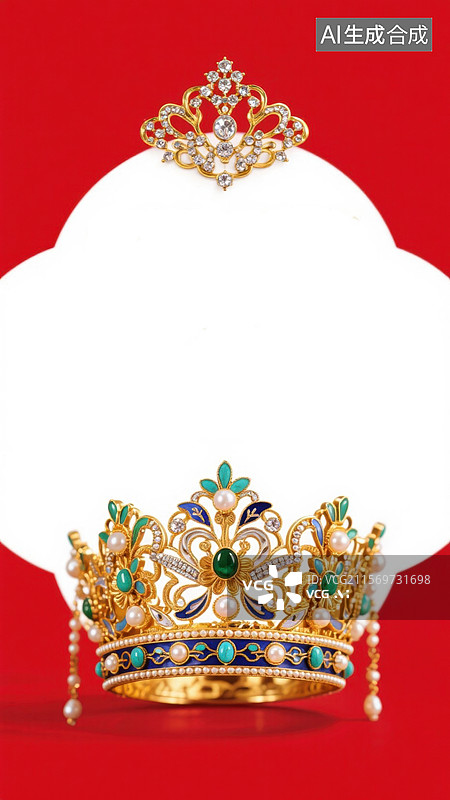 【AI数字艺术】中国风珠宝头饰图片素材
