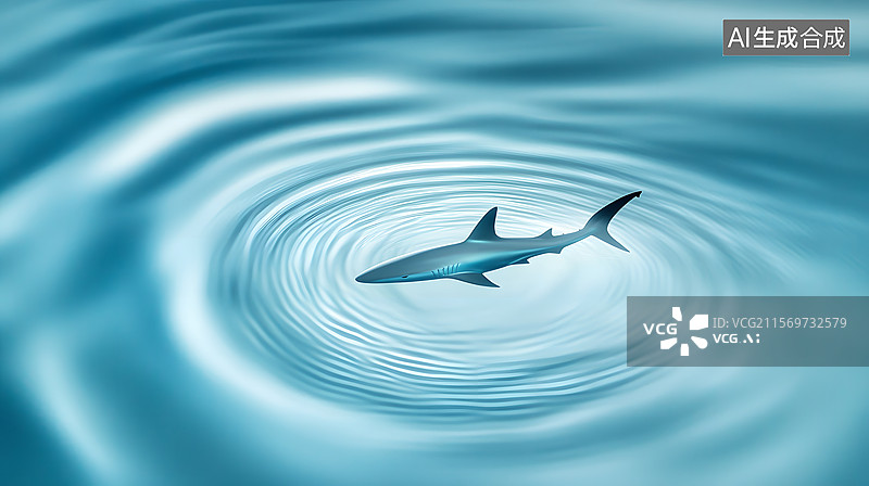 【AI数字艺术】鲨鱼在水面游动图片素材