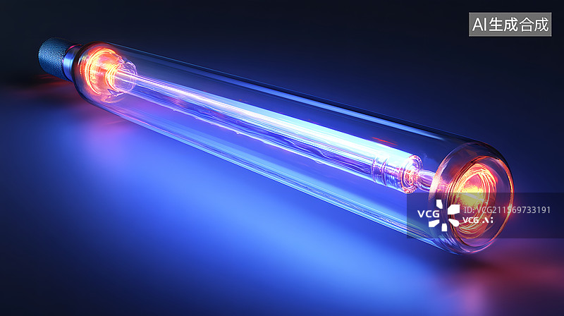 【AI数字艺术】发光的紫外线灯管图片素材