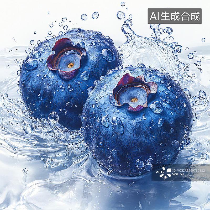 【AI数字艺术】蓝莓水花动感创意图图片素材