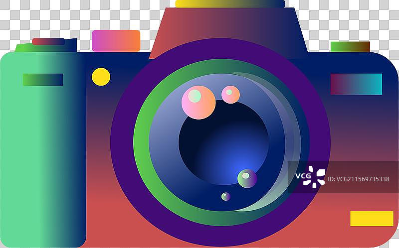 一台多彩的相机，背景透明图片素材