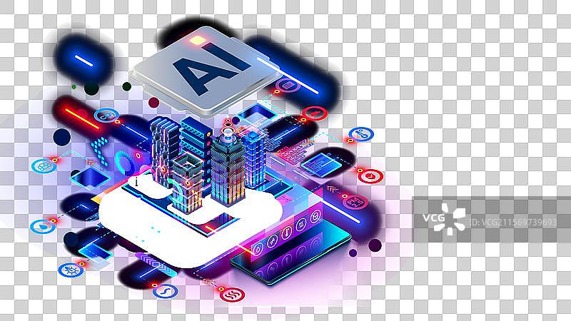 智能城市概念，人工智能控制未来智能系统图片素材