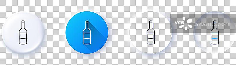 梅洛或赤霞珠的酒瓶线条图标图片素材