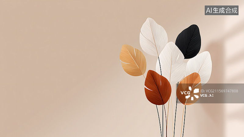 【AI数字艺术】斑斓叶片交织的抽象自然之韵图片素材