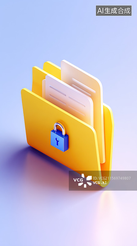 【AI数字艺术】黄色文件夹带锁图片素材