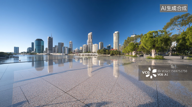 【AI数字艺术】布里斯班城市天际线晨景图片素材