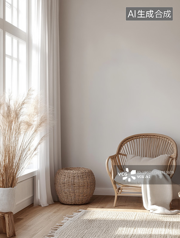 【AI数字艺术】简约风格的室内角落图片素材