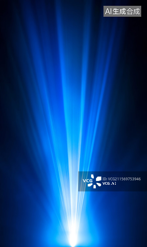 【AI数字艺术】蓝色光束从下方照射图片素材
