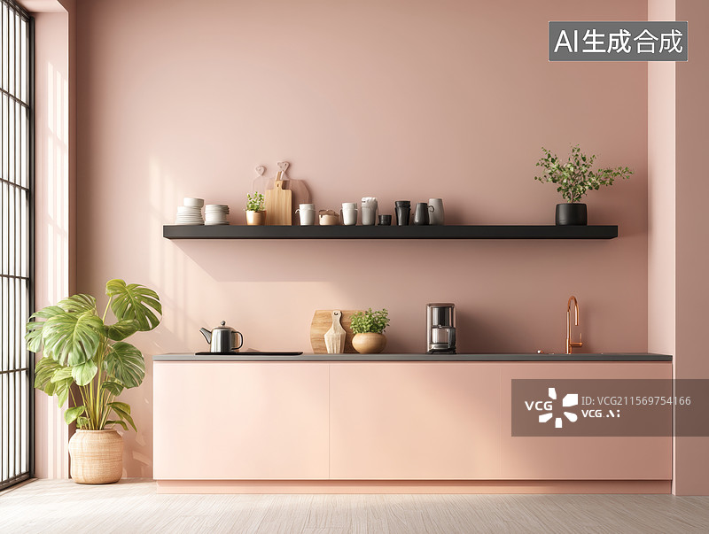 【AI数字艺术】现代厨房内部设计图片素材