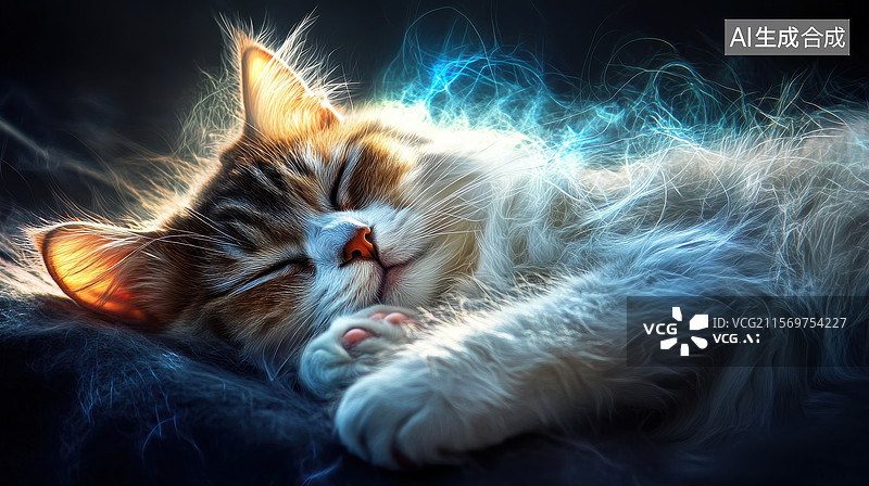【AI数字艺术】熟睡的小猫图片素材