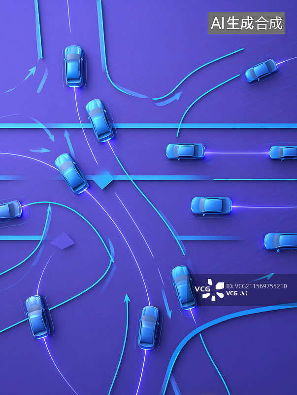 【AI数字艺术】智能交通系统示意图图片素材