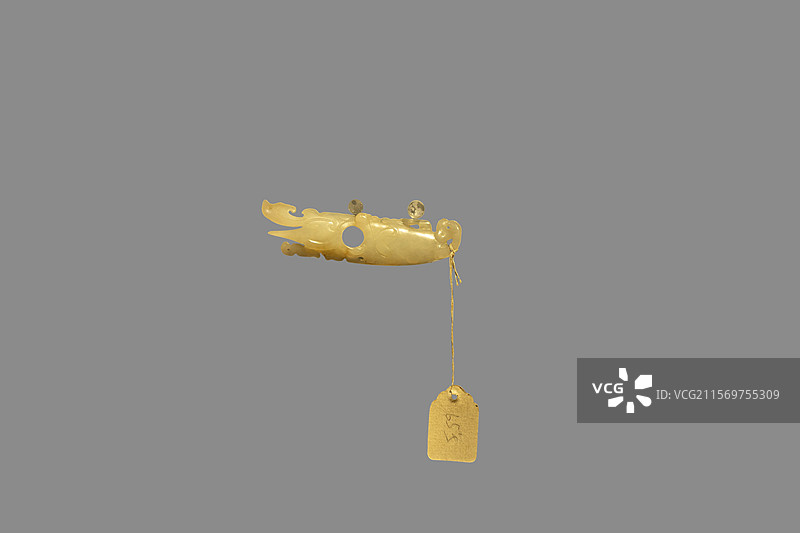 江苏省扬州博物馆扬州历史馆：螭龙纹韘形玉佩（西汉，扬州邗江“妾莫书”西汉墓出土）图片素材