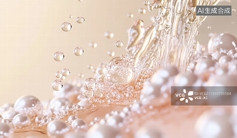 【AI数字艺术】珍珠滴水瞬间图片素材