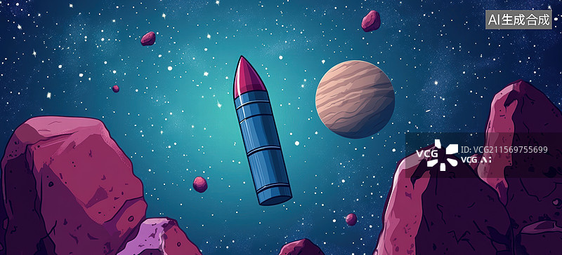 【AI数字艺术】一个充满奇幻色彩的宇宙场景，背景是深邃的星空，点缀着无数闪烁的星星。图片素材