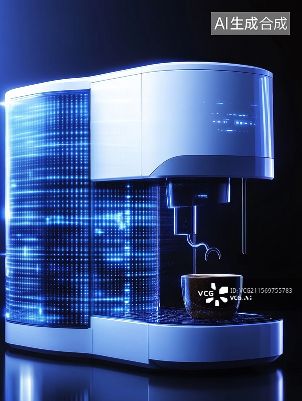 【AI数字艺术】智能咖啡机科技展示图片素材