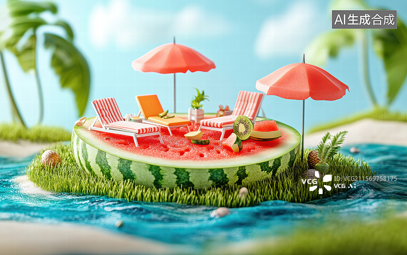 【AI数字艺术】夏日西瓜乐园图片素材