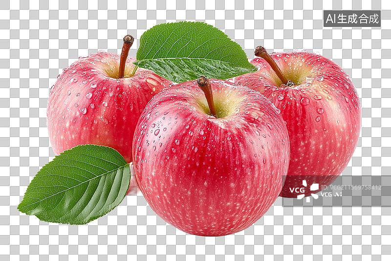 【AI数字艺术】【免抠png素材】三个新鲜的苹果图片素材