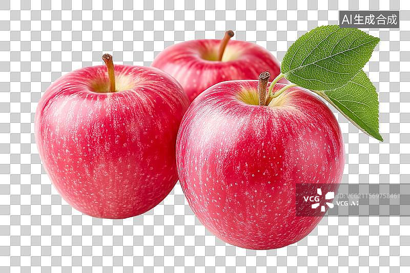 【AI数字艺术】【免抠png素材】三个新鲜的苹果图片素材