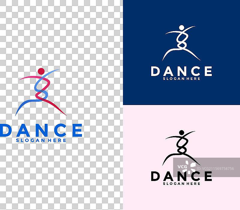 抽象舞蹈人物彩色标志图片素材