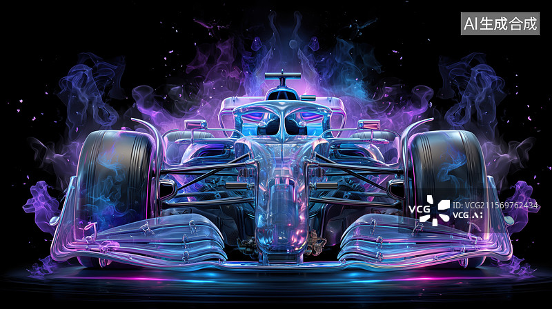 【AI数字艺术】流光溢彩的F1赛车图片素材
