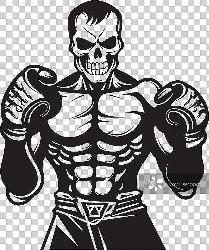 阴郁的骷髅拳击手黑色图标图片素材