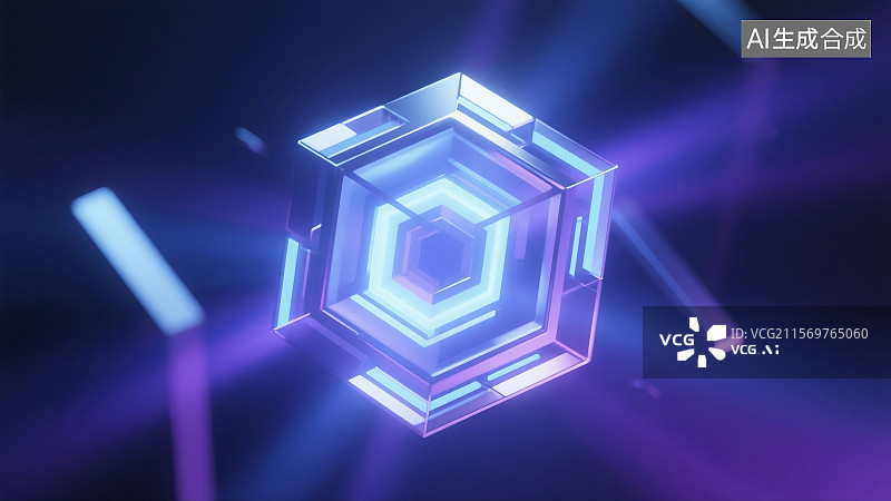 【AI数字艺术】发光立方体能源核心电路科技人工智能概念算力场景图片素材