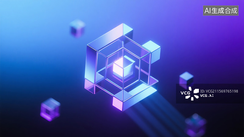 【AI数字艺术】发光立方体能源核心电路科技人工智能概念算力场景图片素材