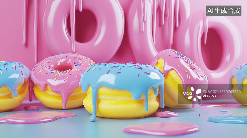 【AI数字艺术】缤纷甜点与创意杯子蛋糕特写图片素材