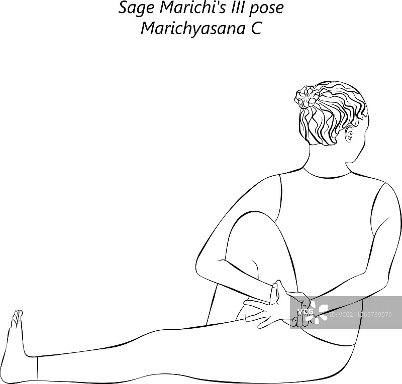 马里奇亚萨那C瑜伽姿势的素描图片素材