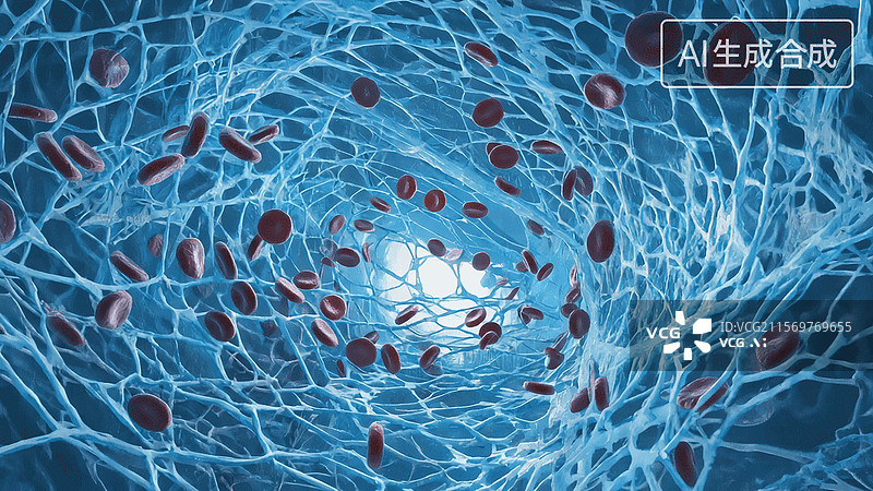 【AI数字艺术】血管内红细胞流动素材图片素材