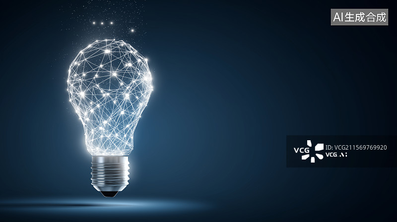 【AI数字艺术】科技背景——抽象发光灯泡图片素材