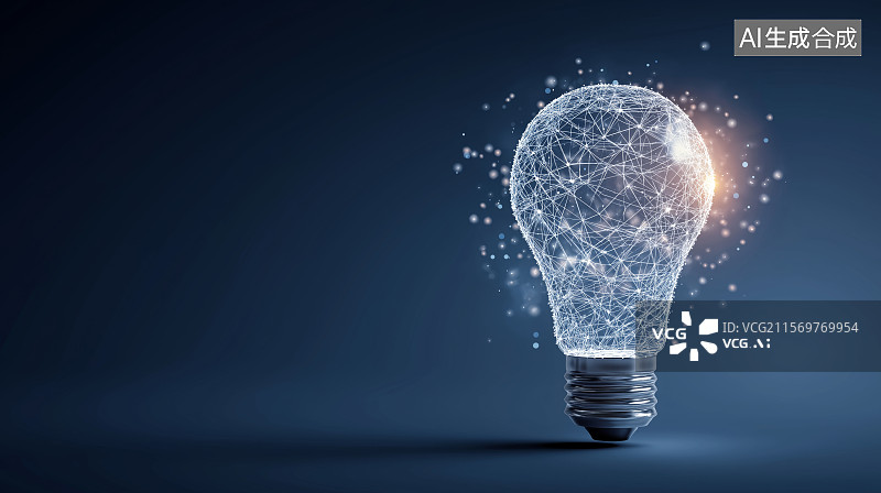 【AI数字艺术】科技背景——抽象发光灯泡图片素材