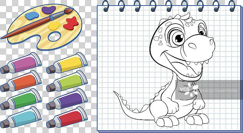 恐龙绘画与绘画工具图片素材