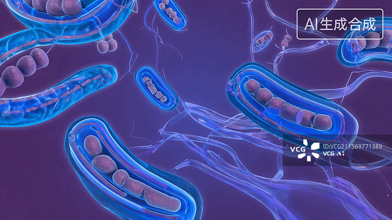 【AI数字艺术】微观细菌3D渲染画面图片素材