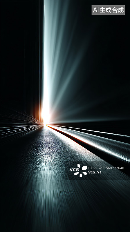 【AI数字艺术】光线在黑暗中的反射图片素材