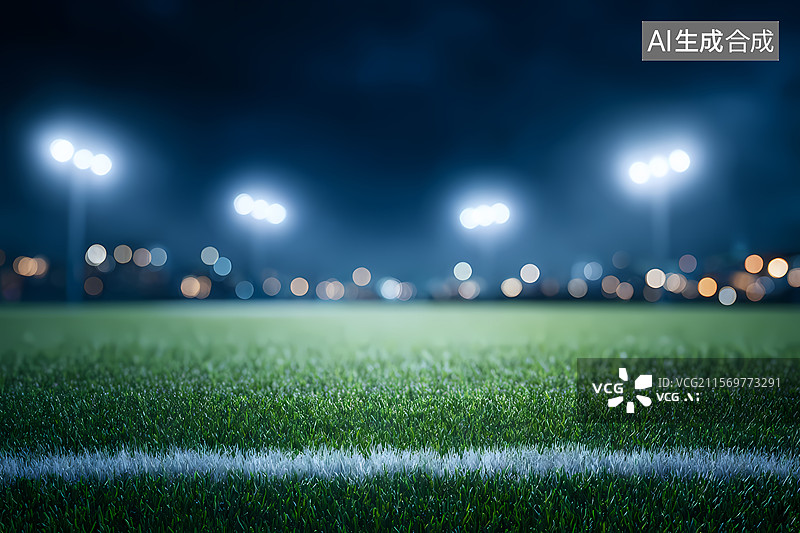 【AI数字艺术】夜晚灯光下的足球场图片素材