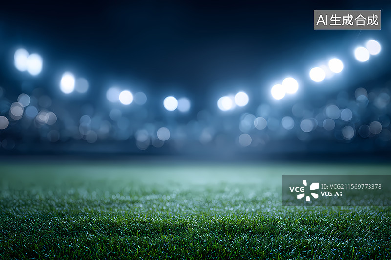 【AI数字艺术】足球场灯光草地图片素材