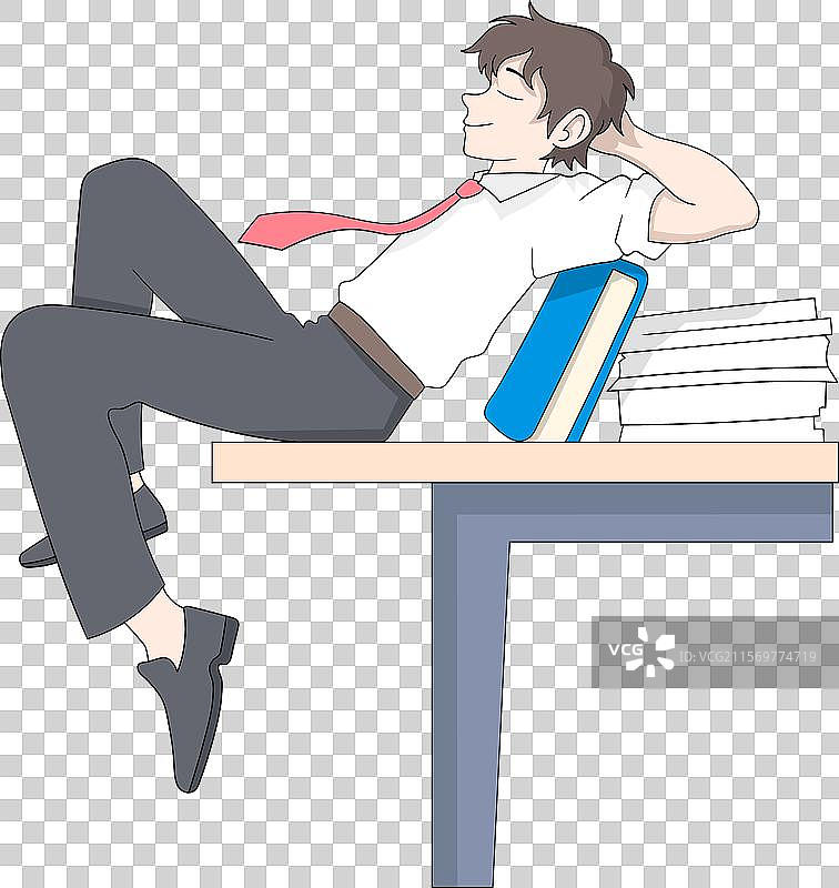 懒惰员工男孩的卡通形象图片素材